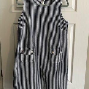 Tommy Hilfiger Navy and White Striped Midi Dress 100% Cotton